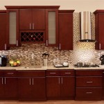 Modern Kitchen Backsplash With Cherry Cabinets